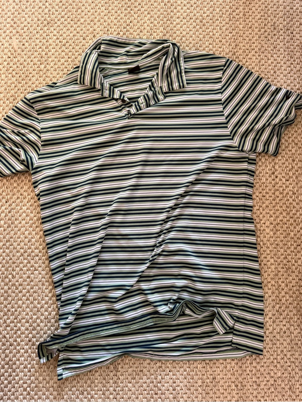 Oakley Striped Polo - Green, White & Navy